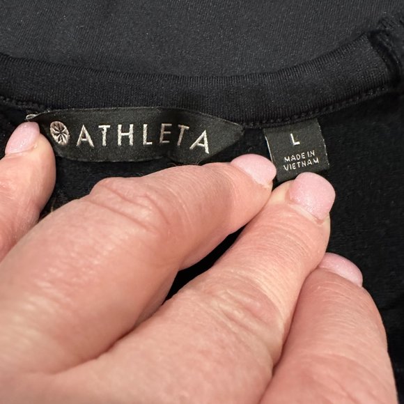 Athleta Dress Cocoon Black French Terry Knit Dolman Sleeve Mini Athleisure LARGE - Picture 2 of 9